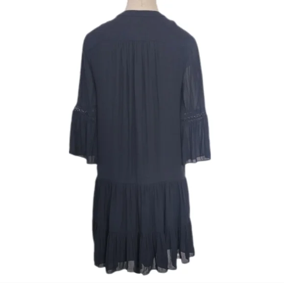 Loft Dress Ruffles and Lace Relaxed Fit Navy Size 6 - Picture 13 of 17